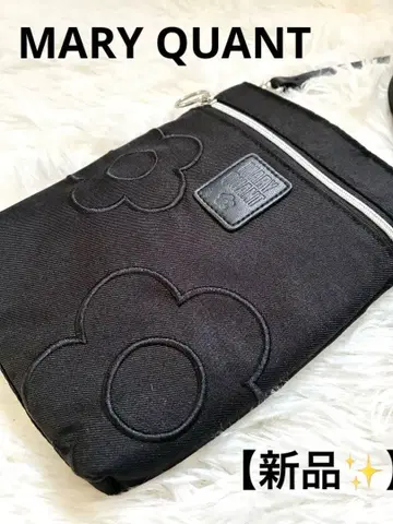 MARY QUANT 숄더 파우치 데이지 자수 블랙 새상품