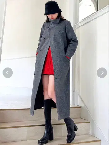 스탠드 칼라 롱 코트