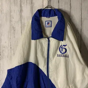 90s USA Rennoc 나일론 자켓 자수 블루 빅 루즈