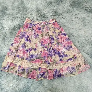 [실크 100%] 프랑코 페라로 꽃무늬 캉캉 스커트 2 장미 레이스