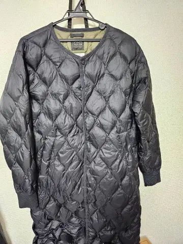 TAION 크루넥 롱 코트 블랙 M 블랙 다운