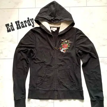 Ed Hardy 에드 하디 y2k 후드 부착 블랙 후드티 S