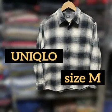 UNIQLO 옴브레 체크 플란넬 셔츠 M 사이즈 블랙