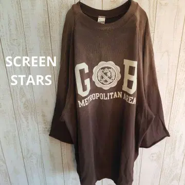 SCREEN STARS 빈티지 가공 플로키 프린트 풀오버