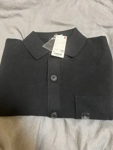 유니클로 미라노 리브 셔츠 가디건 블랙 L 미사용 새상품