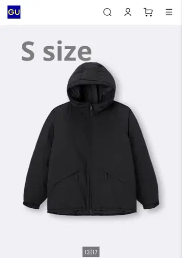 GU 웜 패디드 후드티 S 사이즈 블랙