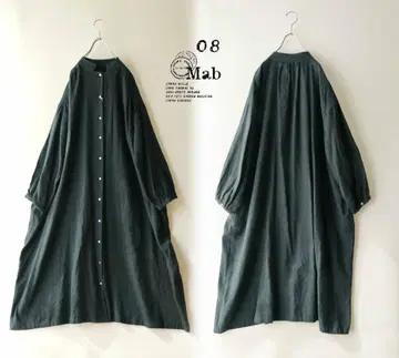새상품 할인 08Mab 그린 스탠드 카라 롱 셔츠 원피스 809 루즈핏