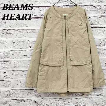 빔즈 집업 스프링 코트 코튼 혼 베이지