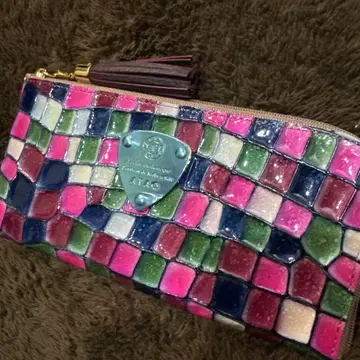 ATAO 멀티 컬러 타일 무늬 장지갑