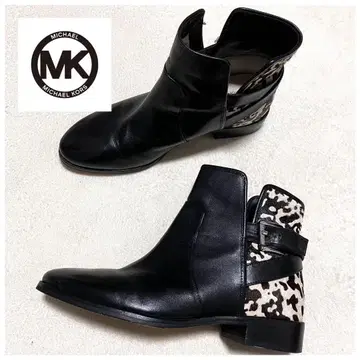 마이클코어스 가죽 송치 이소재 숏부츠 로고 금장 장식