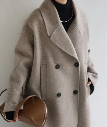 울 리버 P코트 베이지 에버네이비 evernavy