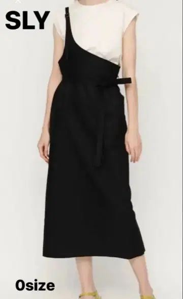 새상품급 SLY 스라이 원숄더 원피스 오버롤 스커트 블랙