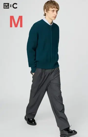 유니클로 C 이지 와이드 테이퍼드 팬츠 다크 그레이 M