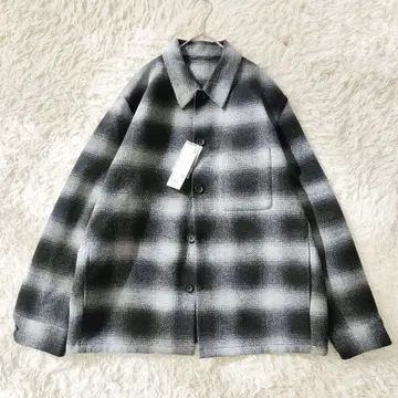 유니클로 옴브레 체크 더블 페이스 셔츠 자켓