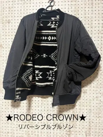 RODEO CROWN 리버서블 블루종 블랙 오르테가 무늬