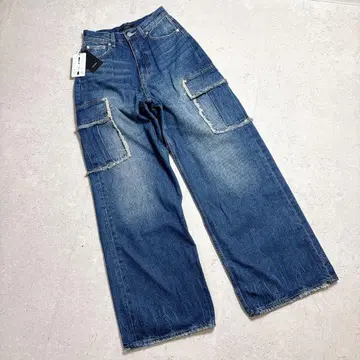 택 포함 에모다 아웃 포켓 와이드 청바지 S 사이즈