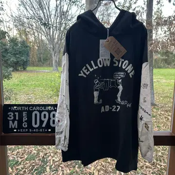 소매 절개 칼리지 로고 맨투맨 후드티 흑먹색