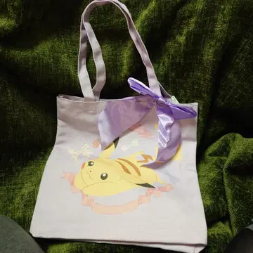피카츄 리본 포함 토트백 연보라