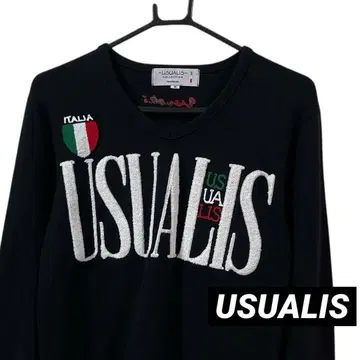 USUALIS 우자리쓰 롱 T셔츠 빅 로고 블랙 M