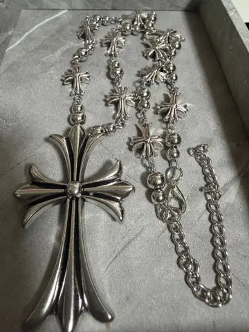 빅 크로스 연속 크로스 체인 목걸이 y2k 40cm