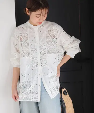 새상품급 JOURNAL STANDARD relume 패치워크 레이스 셔츠