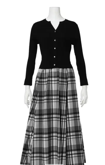 저스길리티 체크 스커트 도킹 원피스