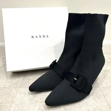 새상품 RANDA 란다 스틸레토 삭스 벨트 부츠 블랙 LL