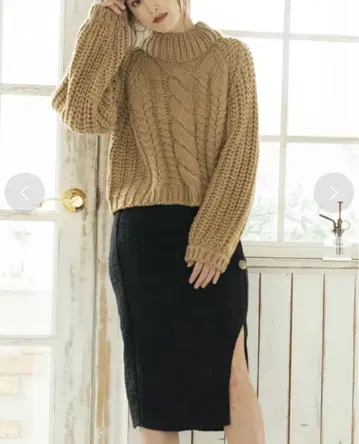 정가 6500엔 리젝시 케이블 니트