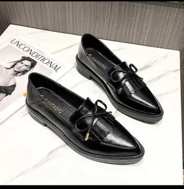 블랙 리본 포함 로퍼 통굽