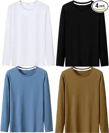 남성용 M 크루넥 롱 T 4종 세트