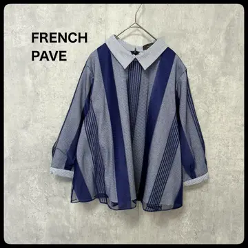 FRENCH PAVE 스트라이프 오부 소매 셔츠 상의