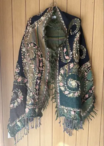 미사용 새상품 인도산 자수 장식 대형 스톨