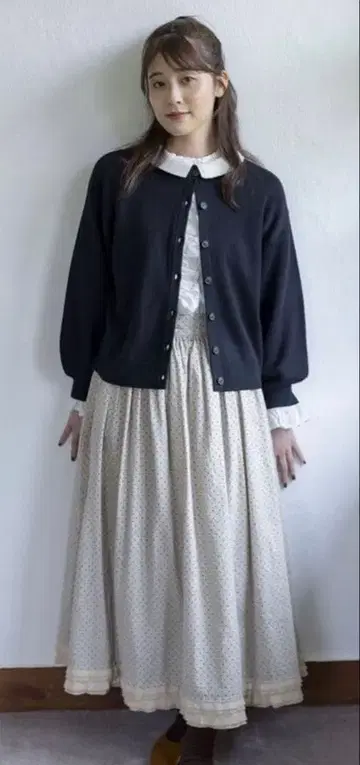 [ 유베시 x Samansa Mos2 ] 밑단 프릴 개더 스커트 베이지