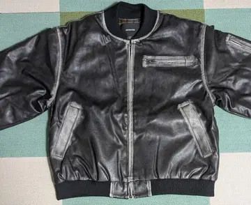 블랙 가죽 MA-1 자켓