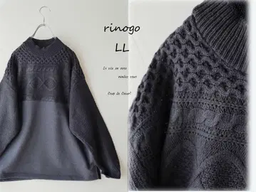 새상품 할인 LL 짙은 그레이*케이블 니트 절개 맨투맨 상의 빅 사이즈