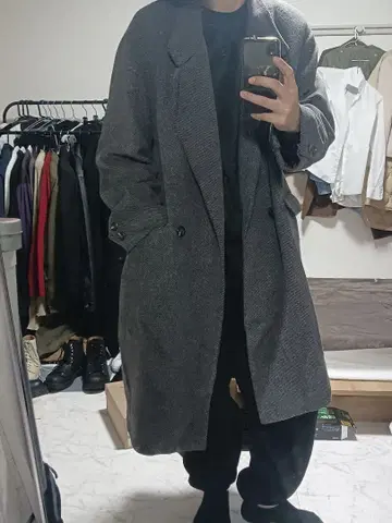 고급 더블 브레스트 체스터 코트