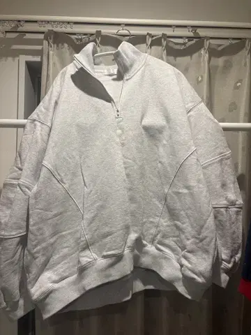 LAVANDA 베이직 그레이 하프 지퍼 오버 사이즈 맨투맨