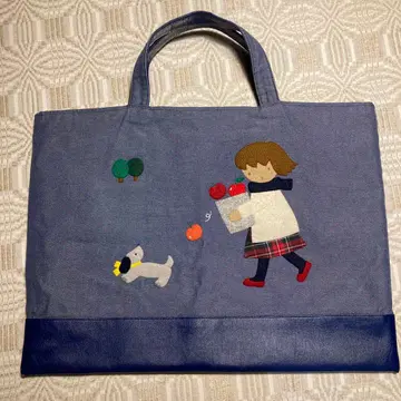 [ familiar ] 데님 백 자수 디자인의 토트백