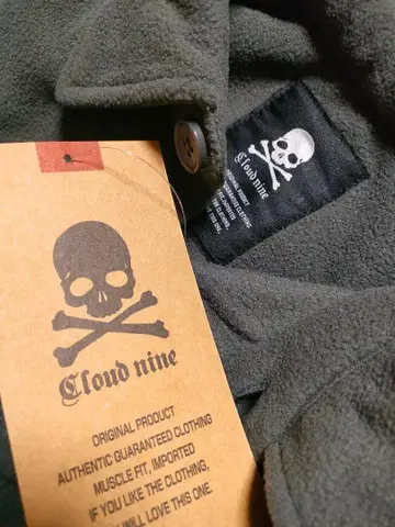 플리스 셔츠 해골 그린 색상 프론트 오픈 스컬 택 포함 새상품