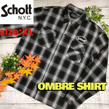 인기 Schott 코튼 옴브레 체크 셔츠 XL/블랙