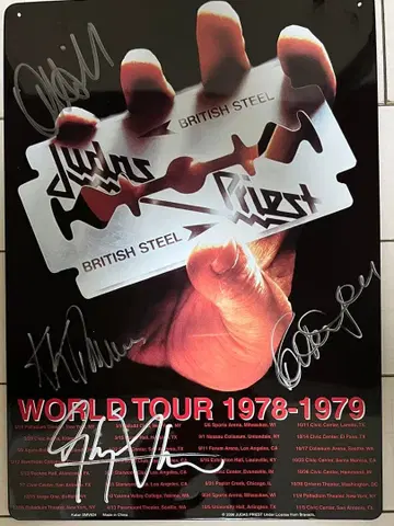 Judas Priest British Steel 사인 포함 스틸판