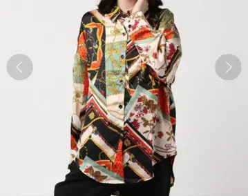 빅 실루엣 스카프 패턴 셔츠 올 패턴 구제 의류