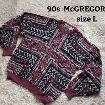 90s McGREGOR 맥레거 니트 멀티 컬러 레트로 구제 의류 L