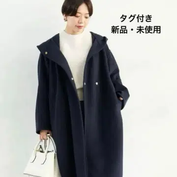 그린라벨 새상품 후데트 롱 리버 코트