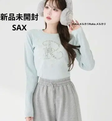 [ 미개봉 새상품 ] Darich DR 비쥬 플라워 리브 니트탑 SAX