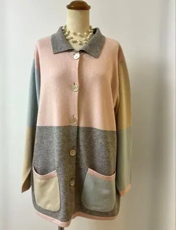 캐시미어 100% 롱 니트 가디건 블록 컬러