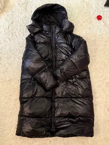 H&M 후드 부착 롱 다운 자켓 블랙