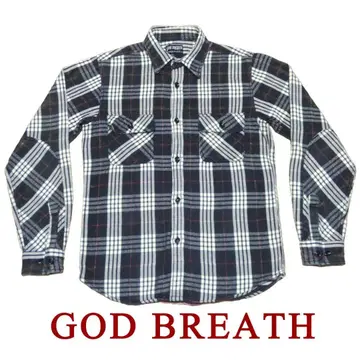 GODBREATH 갓 블레스 긴팔 플란넬 셔츠 바이커 날개 셔츠