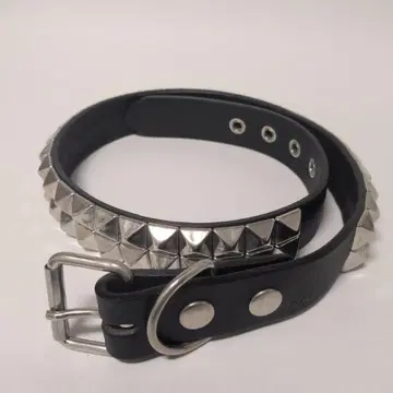 [ 미사용 ] 666 2연 피라미드 벨트 스터드 벨트