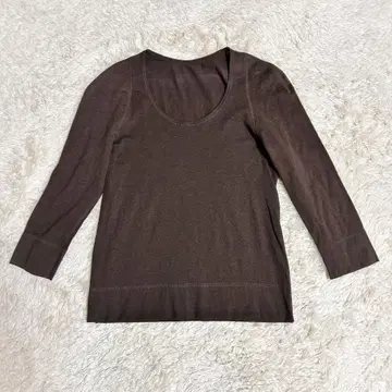 JURGEN LEHL 요건 레일 코튼 캐시미어 7부 소매 티셔츠 브라운